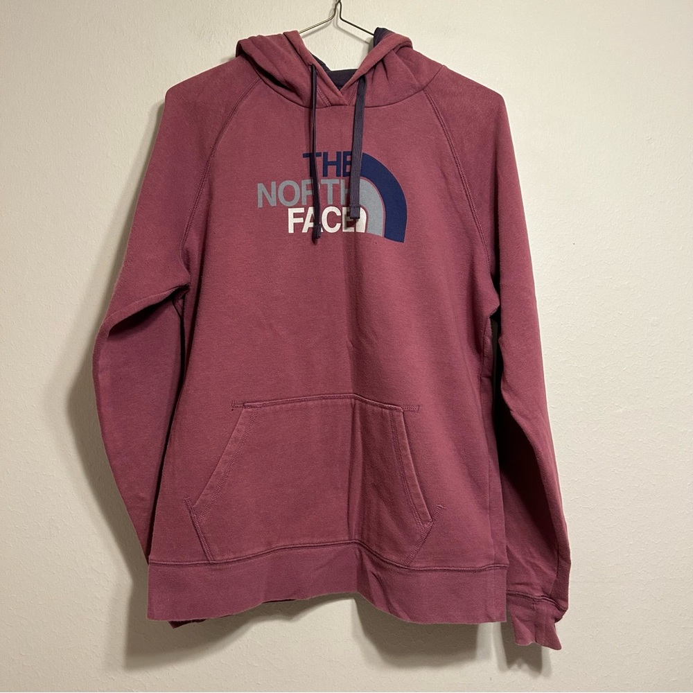 The North Face Logo Pullover Fleece Sweatshirt‎ Hooded Purple Size L